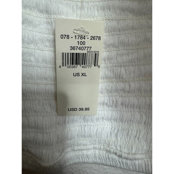 Aerie XL Tie Front Cropped Tank Top White Smocked Sleeveless V-Neck NWT - Picture 5 of 11